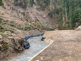 山田川の河道閉塞復旧工事（作業後）